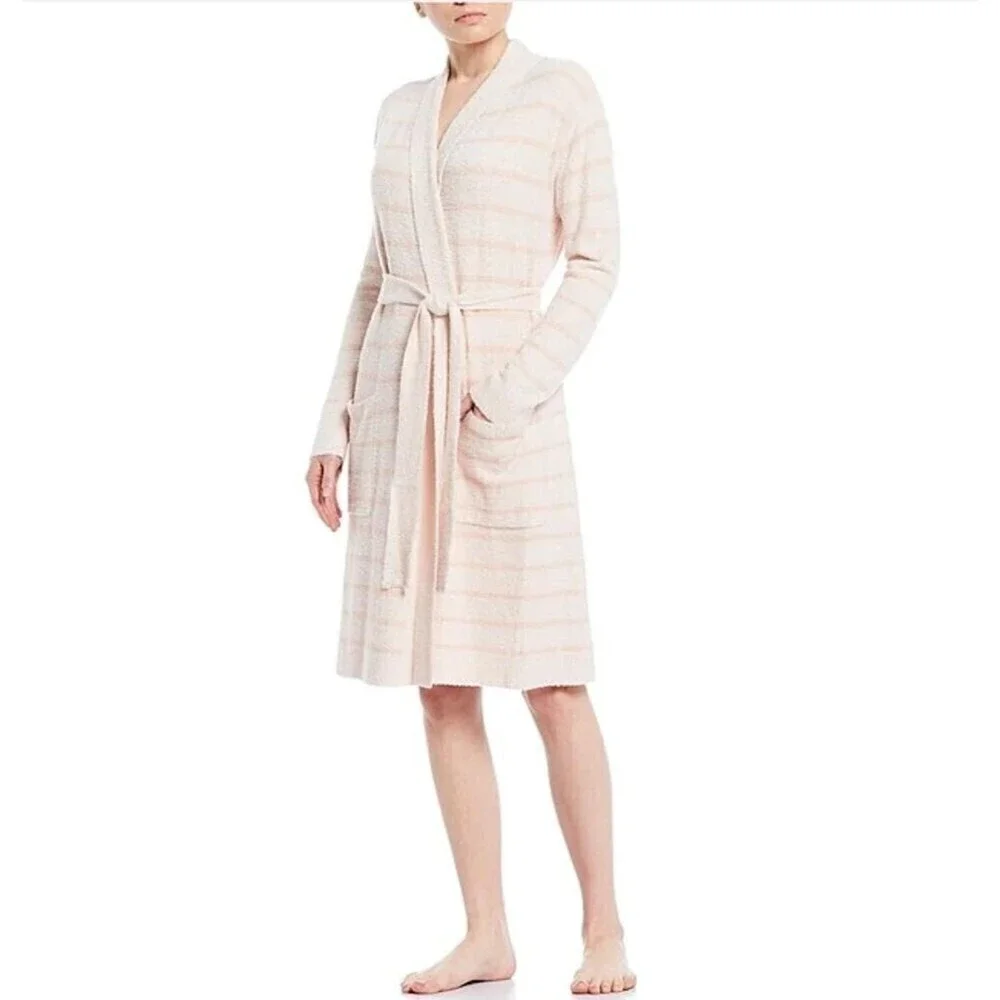 BAREFOOT DREAMS Pink Tonal Stripe CozyChic Lite Bathrobe for Women's L/XL NWT